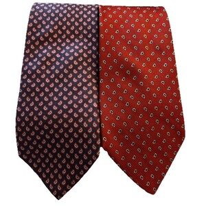 Brooks Brothers Silk Ties Set Of 2 Paisley Classic Neckties 4” x 59” Navy Red